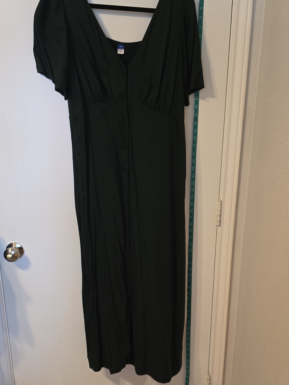 Old Navy Dark Green Button-Front Maxi Dress